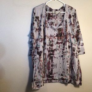 Gray with tie dye look 3/4 sleeve Shirt